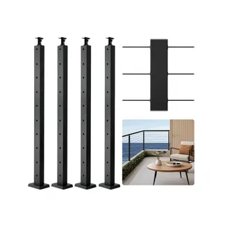 VEVOR Kabelgeländerpfosten, 4er-Pack, 914×25,4×50,8 mm, vorgebohrte horizontale Löcher, Edelstahl SUS304, gebogene horizontale Halterung, für Handlauf, Balustrade, schwarz, 4JZLGZXHS914UUOI6001V0 VEVOR Kabelgeländerpfosten, 4er-Pack, 914×25,4×50,8 mm, vorgebohrte horizontale Löcher, Edelstahl SUS304, gebogene horizontale Halterung, für Handlauf, Balustrade, schwarz, 4JZLGZXHS914UUOI6001V0