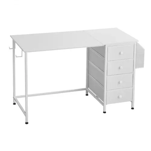 VEVOR Computertisch Bürotisch Schreibtisch (120 x 50 cm Tischplatte), moderner Arbeitstisch mit Stoffschubladen & 99 kg Tragkraft & Aufbewahrungshaken für Homeoffice Arbeitszimmer Wohnzimmer, Weiß – Bild 10