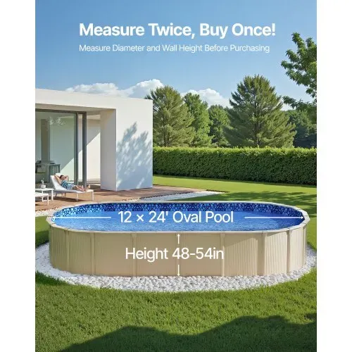 VEVOR Ovale Poolfolie, 732x366x147cm, Innenfolie, Ersatzfolie, Innenhülle, Schwimmbadfolie, Überlapp-Vinylfolie in Standardgröße, verschleißfest, für Aufstellpools mit 137 cm hohen Wänden – Bild 2