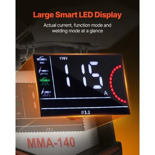 VEVOR WIG-Schweißgerät, 4-in-1-Schweißer (großes LED-Display) – DC-Puls-WIG/DC-Puls-MMA/Lift-WIG/MMA (Stick), Elektroschweißgerät mit synergischer Steuerung, IGBT-Wechselrichter, Heißstart – Bild 2