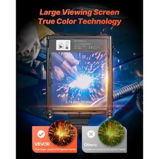 VEVOR Automatik Schweißhelm, 100×95 mm True Color, 1/1/1/1 Solar Schweißermaske, 4 Lichtbogensensoren, DIN 4/5–9/9–13, für WIG MIG ARC Schweißen Schleifen Schneiden – METIS-Serie, Schwarz VEVOR Automatik Schweißhelm, 100×95 mm True Color, 1/1/1/1 Solar Schweißermaske, 4 Lichtbogensensoren, DIN 4/5–9/9–13, für WIG MIG ARC Schweißen Schleifen Schneiden – METIS-Serie, Schwarz