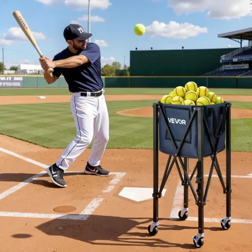 VEVOR Tennisballwagen Faltbar, Tennisballkorb für 150 Tennisbälle oder 260 Pickleballs, Ballwagen mit Rahmen aus Aluminiumlegierung Tragetasche & Sammelrohr, Ballkorb mit Rollen für Training, Schwarz – Bild 7