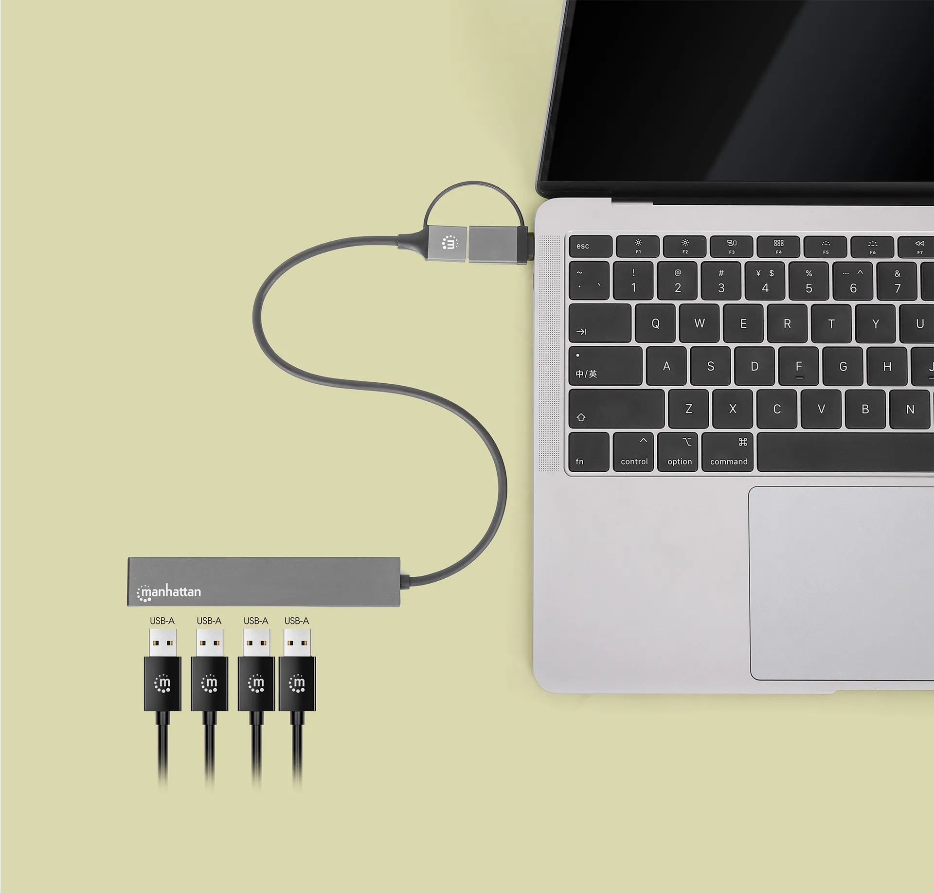 Manhattan 181006 Schnittstellen-Hub USB 3.2 Gen 1 (3.1 Gen 1) Type-A 5000 Mbit/s Grau – Bild 6