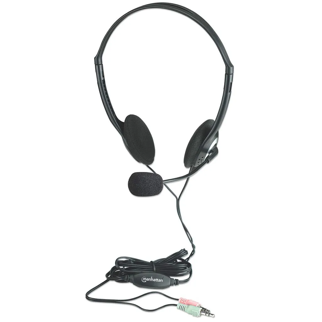 Manhattan Stereoheadset, Federleichtes Design, integriertes Mikrofon, Lautstärkeregler im Kabel integriert Manhattan Stereoheadset, Federleichtes Design, integriertes Mikrofon, Lautstärkeregler im Kabel integriert