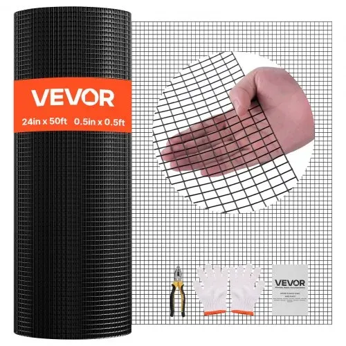 VEVOR Gartenzaun 61 cm x 15,2 m, 1,27×1,27 cm Maschenweite, φ1,06 mm verzinkter Drahtzaun, vinylbeschichteter Hühnerdrahtzaun, geschweißter Gartenpflanzenzaun für Kaninchenkäfige & Schlangen VEVOR Gartenzaun 61 cm x 15,2 m, 1,27×1,27 cm Maschenweite, φ1,06 mm verzinkter Drahtzaun, vinylbeschichteter Hühnerdrahtzaun, geschweißter Gartenpflanzenzaun für Kaninchenkäfige & Schlangen