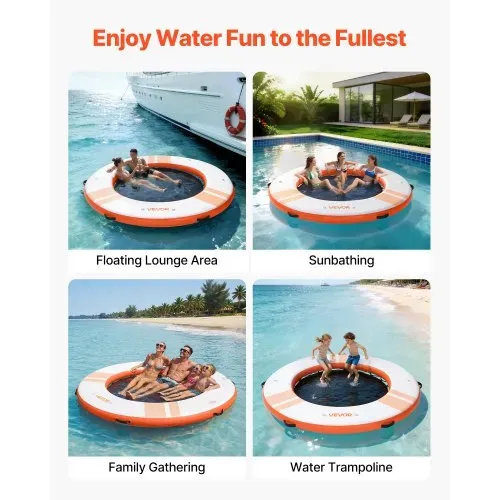 VEVOR Aufblasbares Schwimmdock, φ2,44 m, Schwimmplattform mit Rutschfester Oberfläche, Tragetasche & Abnehmbarer Leiter, Schwimmende Insel, Wasserplattform für Pool, Strand & Meer, Orange – Bild 5