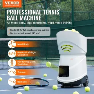 VEVOR Tennisballmaschine, automatischer tragbarer Tennisballwerfer, Übungswerfer für 150 Bälle, Tennistraining, 5 Motoren, Multimodus-Übungen, über 2 Stunden Spielzeit, wiederaufladbarer Akku, Fernbedienung per App VEVOR Tennisballmaschine, automatischer tragbarer Tennisballwerfer, Übungswerfer für 150 Bälle, Tennistraining, 5 Motoren, Multimodus-Übungen, über 2 Stunden Spielzeit, wiederaufladbarer Akku, Fernbedienung per App