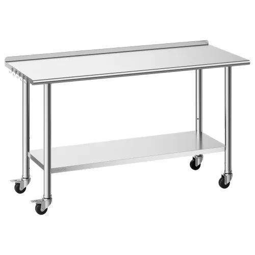 VEVOR Edelstahltisch Gastro 1524 x 610 x 894 mm, Verstellbarer Edelstahltisch mit Rollen, Aufkantung (30 mm), Arbeitstisch mit Grundboden für Restaurant Obere Ablage (254 kg) Untere Ablage (209 kg) VEVOR Edelstahltisch Gastro 1524 x 610 x 894 mm, Verstellbarer Edelstahltisch mit Rollen, Aufkantung (30 mm), Arbeitstisch mit Grundboden für Restaurant Obere Ablage (254 kg) Untere Ablage (209 kg)