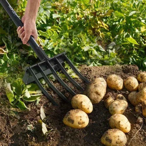 VEVOR Dunggabel, 5-Zinken-Gartenheugabel mit Mistgabel, 1050 mm Heugabel, Mistforke mit Y-Griff, Spatengabel aus geschmiedetem Stahl für Heu, Kartoffelkompostierung, Umpflanzen, Belüftung – Bild 7