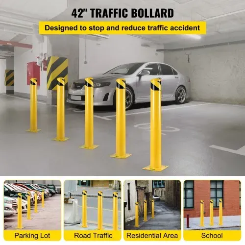 VEVOR Sicherheitspoller Stahlpollerpfosten 106,68 cm H 11,43 cm D Gelbe Schilder Rohrstahlbarriere VEVOR Sicherheitspoller Stahlpollerpfosten 106,68 cm H 11,43 cm D Gelbe Schilder Rohrstahlbarriere