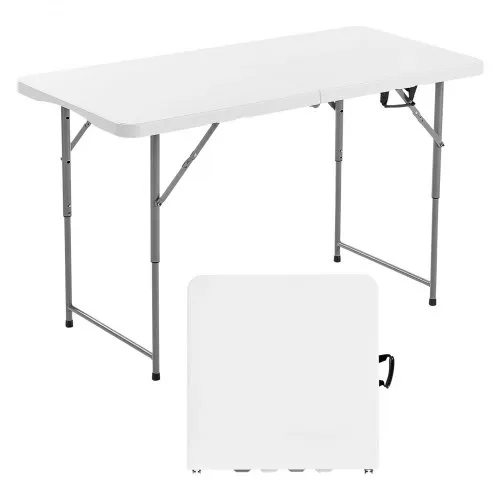 VEVOR Klapptisch Buffettisch tragbarer Allzwecktisch 122 cm, rechteckiger Kunststofftisch mit verstellbarer Höhe & integriertem Griff, Gartentisch Campingtisch für Partys Picknick Camping, weiß VEVOR Klapptisch Buffettisch tragbarer Allzwecktisch 122 cm, rechteckiger Kunststofftisch mit verstellbarer Höhe & integriertem Griff, Gartentisch Campingtisch für Partys Picknick Camping, weiß