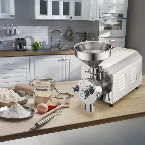 VEVOR Sojabohnenmühle kommerzielle Mahlmaschine für Gewürze 3000 W, 100 kg/h Effizienz Edelstahl-Maismühle, industrielle Mehlmühle für Pfeffer Sojabohnen Erdnüsse Maiskörner 605 x 290 x 460 mm – Bild 7