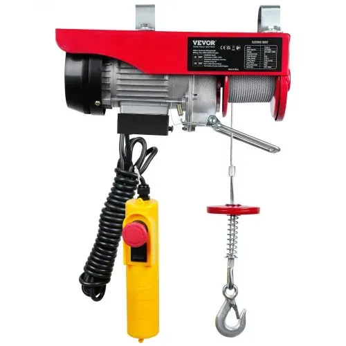 VEVOR 230V Elektrische Seilwinde 125kg bis 250kg Hubhöhe 12m Seilzug Motorwinde 510W Motor Flaschenzug 10m/min Hubgeschwindigkeit Hebezug mit kabelgebundener Fernbedienung Seilhebezug Kettenzug – Bild 9