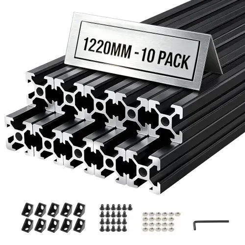 VEVOR 2020 Aluminium Profile 10 Stk. 122 cm, Eloxierte T-Nut-Aluprofile nach EU-Standard, Hochfeste Strangpressprofile, Aluminiumschiene für 3D-Druckerteile, CNC-DIY-Werkbänke und Montage, Schwarz VEVOR 2020 Aluminium Profile 10 Stk. 122 cm, Eloxierte T-Nut-Aluprofile nach EU-Standard, Hochfeste Strangpressprofile, Aluminiumschiene für 3D-Druckerteile, CNC-DIY-Werkbänke und Montage, Schwarz