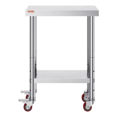 VEVOR rollbarer Arbeitstisch 61 x 30 x 85 cm Edelstahl Catering Arbeitstisch Belastbarkeit 350 kg, Lebensmittelzubereitungstisch gewerblicher Küchentisch für Bar mit 4 verstellbaren Füßen – Bild 9