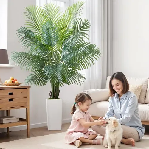 VEVOR Künstliche Areca-Palme, 1,8 m, künstliche tropische Palmenpflanzen mit weißem Pflanzgefäß, Kunstseidenpflanze im Topf, Kunstbaum für Veranden, Wohnzimmer, Terrassen, Zuhause, Büro – Bild 7
