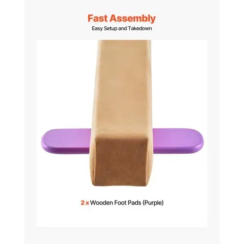 VEVOR Schwebebalken Gymnastik Kinder klappbar 2,4 m, 158,7 kg belastbarer Gymnastikbalken mit rutschfesten Unterseiten, Balance Balken Balancierbalken mit Tragetasche & Holzkern für Fitnessstudio – Bild 4