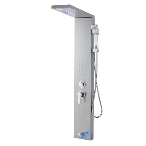 VEVOR Duschpaneel-Turmsystem (5 Modi) mit Regenwasserfall-Duschkopf & LED, (1345 mm) Duschsäule aus gebürstetem Edelstahl, Regenmassagesystem zur Wandmontage, mit Handbrause & Wannenauslauf – Bild 8