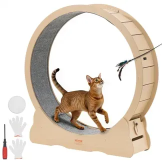 VEVOR Katzenlaufrad, 1080 mm Innendurchmesser, Laufrad aus Holz für 8,6-12,7 kg Katzen, mit Teppichlauffläche & Verriegelungsmechanismus, leises Spielzeug für Wohungkatzen VEVOR Katzenlaufrad, 1080 mm Innendurchmesser, Laufrad aus Holz für 8,6-12,7 kg Katzen, mit Teppichlauffläche & Verriegelungsmechanismus, leises Spielzeug für Wohungkatzen