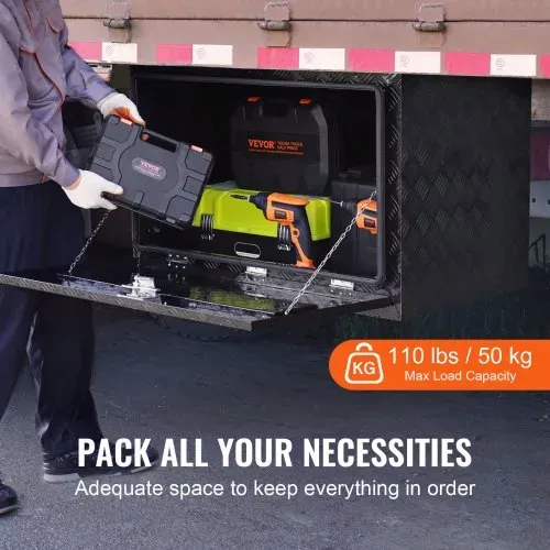 VEVOR Truckbox Werkzeugbox, Unterboden-Anhängerbox, Werkzeugkasten, 1219 x 432 x 457 mm Pickup-Aufbewahrungsbox, Aluminiumlegierung, 50 kg belastbarer Werkzeugkasten, abschließbare Aufbewahrungsbox – Bild 2