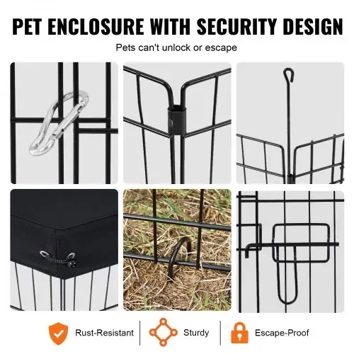 VEVOR Hundelaufstall, 8 Stk. 76 x 61 cm (H x B) Paneele, faltbarer Hundelaufstall aus Metall, Hundezaun mit Tür, Oberbezug aus 600D Oxford-Gewebe, Laufstall für Hunde, Katzen & andere Kleintiere – Bild 4