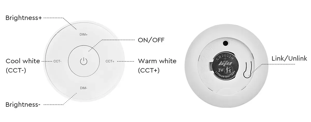 MiBoxer K2S-B LED Fernbedienung Mini Remote 2,4GHz dual white (CCT) + Dimm rund (b) – Bild 4