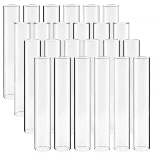 VEVOR 24 Stk. Glaszylinder für Kerzen Set, Hurricane Kerzengläser 65x350mm, Kerzenschirme aus Borosilikatglas, Bodenlose Kerzenschatten, Windfeste Kerzenhalterhülle für Hochzeit Weihnachten Party Deko – Bild 9