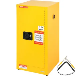 VEVOR Sicherheitslagerschrank 16 Gallonen, 460 x 460 x 900 mm Sicherheitsschrank mit zwei verstellbaren Trennwänden für Brennbare Stoffe Abschließbares Design, mit 2 Schlössern & 1 Erdungskabel Gelb VEVOR Sicherheitslagerschrank 16 Gallonen, 460 x 460 x 900 mm Sicherheitsschrank mit zwei verstellbaren Trennwänden für Brennbare Stoffe Abschließbares Design, mit 2 Schlössern & 1 Erdungskabel Gelb