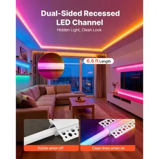 VEVOR LED Profil 10er-Pack 2 m, Eloxierte Trockenbauprofil mit Milchiger Abdeckung, Endkappen & Befestigungsclips, Deckenprofil, Diffusor Einbau in Gipskarton, Aluminiumprofile für Wand & Decke VEVOR LED Profil 10er-Pack 2 m, Eloxierte Trockenbauprofil mit Milchiger Abdeckung, Endkappen & Befestigungsclips, Deckenprofil, Diffusor Einbau in Gipskarton, Aluminiumprofile für Wand & Decke