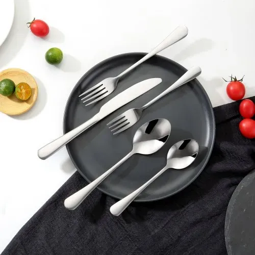 VEVOR 30-teiliges Besteckset aus lebensmittelechtem Edelstahl, hochglanzpoliertes Essbesteck-Set, spülmaschinenfestes Essgeschirr für die Küche, Service für 6 Personen, inkl. Messer Gabel Löffel – Bild 7