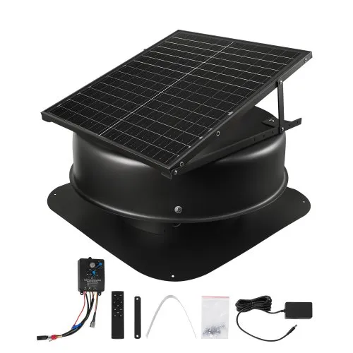 VEVOR Solarbetriebener Ventilator, 50 W Solar-Dachventilator mit Thermostat, Fernbedienung, 84950 L/min Luftstrom, integrierter Rauchsensor mit automatischer Abschaltung zum Kühlen & Entfeuchten VEVOR Solarbetriebener Ventilator, 50 W Solar-Dachventilator mit Thermostat, Fernbedienung, 84950 L/min Luftstrom, integrierter Rauchsensor mit automatischer Abschaltung zum Kühlen & Entfeuchten