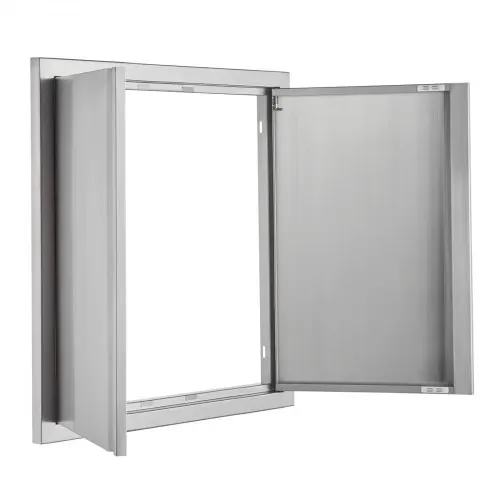 VEVOR Grill-Zugangstür, 610 x 610 mm, doppelte Außenküchentür, flächenbündig montierte Edelstahltür, vertikale Wandtür mit versenkbaren Griffen, für Grillinsel, Grillstation, Außenschrank – Bild 10