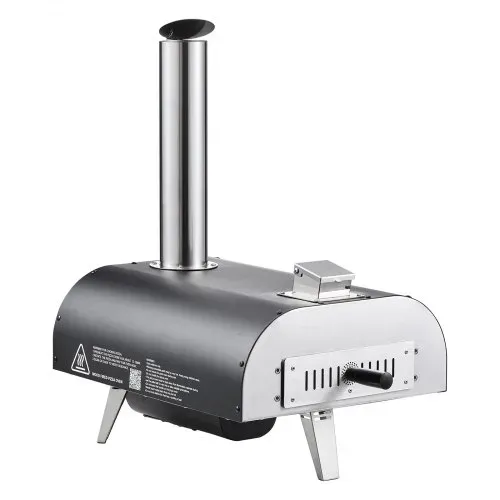 VEVOR Pizzaofen Outdoor 304,8 mm / 12 Zoll Holzofen, Pellet-Pizzaofen mit Thermometer & elektrischer Rotation, tragbarer Pizzamaker für Camping im Garten Terrasse Pizzastein Tragetasche Schaufel – Bild 10
