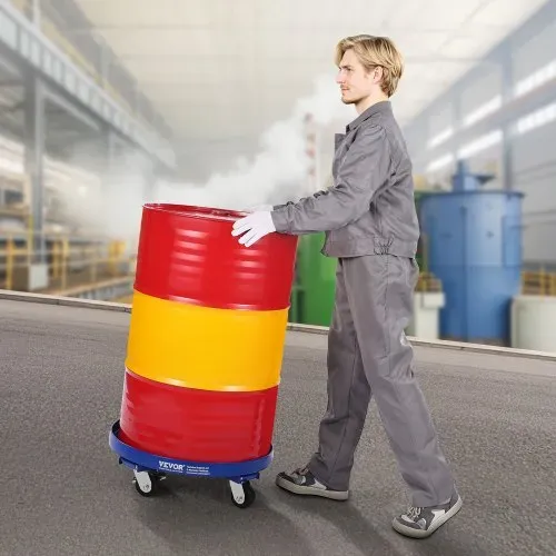 VEVOR Fassroller für 55 Gallonen, 907 kg Tragkraft, Ø615x188mm Transportroller mit Querstreben & 4 Lenkrollen, Kippsicherer Rollwagen für die Handhabung von Fässern im Lager, Blau – Bild 7