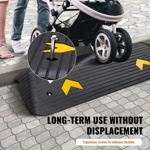 VEVOR Schwellenrampe Vollgummi Türschwellenrampe 15Tonnen Tragfähigkkeit Bordsteinrampe mit Kanal 110x32x3,8cm Rollstuhlrampe Auffahrrampe Gummirampe Ideal für unebenen Boden Bordsteinkanten – Bild 5