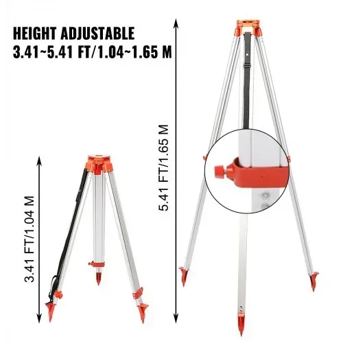 VEVOR Lasermessgeräte 5M Länge Staff & 1,65 m Aluminium Stativ Tripod Rotationslaser – Bild 3