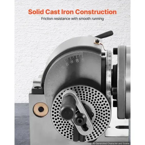 VEVOR Teilapparat mit backenfutter MT2, Rotary Tisch mit Indizierung Höhe der Mitte 100 mm, Dividing Head 23 kg, Rotary Tisch mit Tellern, Eine Starke Unterstützung zu Bearbeitenden Werkstück – Bild 2