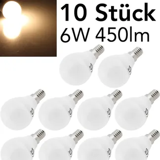 LED Tropfenlampe E14 „T50 Promo“ 10er-Pk 3000k, 440lm, 230V/6W, 160°, warmweiß LED Tropfenlampe E14 „T50 Promo“ 10er-Pk 3000k, 440lm, 230V/6W, 160°, warmweiß