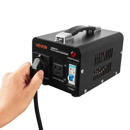 VEVOR Spannungswandler-Transformator, 500VA, Aufwärts-/Abwärtstransformator, Konvertierung von 110 V auf 220 V & von 220 V auf 110 V, mit US-, EU-Steckdose, Netzkabel, Schutzschalter – Bild 10