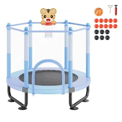 VEVOR Kindertrampolin Outdoor-Trampolin mini Freizeittrampolin 1545 mm für Kleinkinder mit Sicherheitsnetz & Basketballkorb, Geburtstagsgeschenk Weihnachtsspielzeug für Kinder ab 3 Jahren Blau – Bild 8