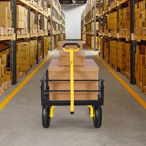 VEVOR Bollerwagen 544,31 kg, Transportwagen, Gartenwagen, Gerätewagen, 2-in-1-Handwagen mit All-Terrain-Reifen, abnehmbaren Seitenteilen aus Netzmaterial & um 180° drehbarem Griff, Gelb/Schwarz – Bild 7