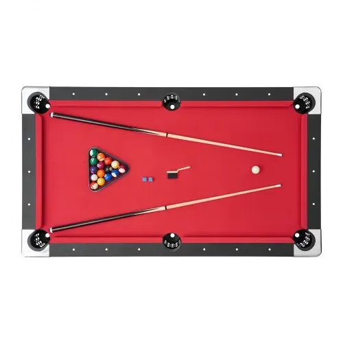 VEVOR Billardtisch 183 cm moderner Spieltisch mit verstellbaren Füßen, komplettes Set inkl.Bällen / Queues / Ständer / Kreide / Bürste, für Spielzimmer Freizeiträume schwarz mit rotem Tuch – Bild 8