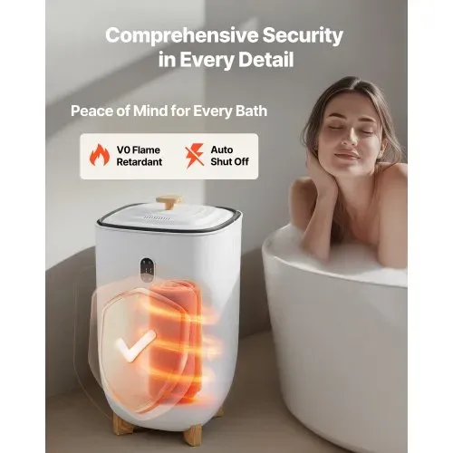 VEVOR 35L großer Handtuchwärmer-Eimer, Handtuchwärmer mit LED-Bildschirm und Trockenfunktion, intelligenter Handtuchwärmer mit einstellbarem Timer für Badezimmer, Bademantel, Decke und Pyjama, automatische Abschaltung, weiß – Bild 3