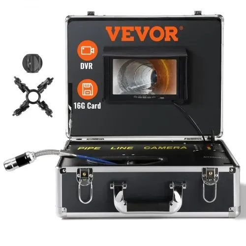 VEVOR Kanalkamera, 50 m, 7-Zoll-Bildschirm, Rohrinspektionskamera mit DVR-Funktion, wasserdichte IP68-Kamera, 12 einstellbare LEDs, mit einer 16 GB SD-Karte für Abwasserleitungen, Kanalabflussrohre VEVOR Kanalkamera, 50 m, 7-Zoll-Bildschirm, Rohrinspektionskamera mit DVR-Funktion, wasserdichte IP68-Kamera, 12 einstellbare LEDs, mit einer 16 GB SD-Karte für Abwasserleitungen, Kanalabflussrohre