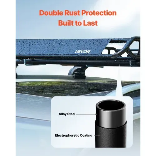 VEVOR Dachträgerkorb 1300 x 910 x 105 mm Dachgepäckträger 90,7 kg Tragkraft, Autodachkorb aus Legierter Stahl mit Gepäcktasche (112 x 87 x 26 cm) Dachgepäcknetz Ratschengurten, Ideal für SUV Lkw Pkw – Bild 3