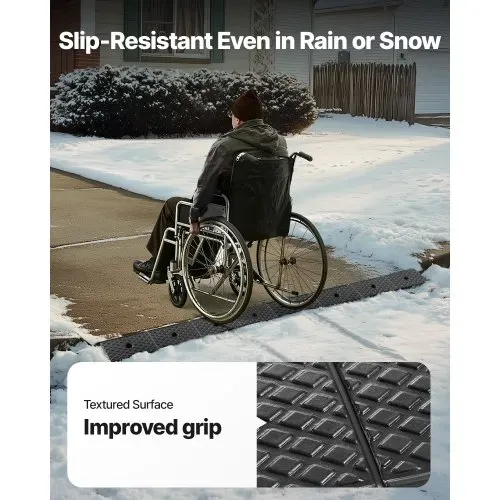VEVOR Bordsteinrampe aus Gummi, 15 T Tragkraft, Auffahrtsrampe 5,08 cm hohe, robuste Schwellenrampe mit Ablauftank für Rollstühle, Kinderwagen, Motorräder, Autos, Rasenmäher & Anhänger, 2er-Pack – Bild 5
