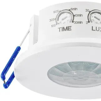 Decken-Einbau-Bewegungsmelder 360° IP65 PIR, LED geeignet, 8m Detektion, 76x36mm Decken-Einbau-Bewegungsmelder 360° IP65 PIR, LED geeignet, 8m Detektion, 76x36mm