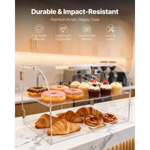 VEVOR Gebäckvitrine 2-stöckig, Gewerbliche Bäckereivitrine aus Transparentem Acryl, Thekenvitrine mit Magnetischer Rücktür & Abnehmbarer Trennwand für Kekse Desserts Donuts, 558 x 355 x 355 mm VEVOR Gebäckvitrine 2-stöckig, Gewerbliche Bäckereivitrine aus Transparentem Acryl, Thekenvitrine mit Magnetischer Rücktür & Abnehmbarer Trennwand für Kekse Desserts Donuts, 558 x 355 x 355 mm