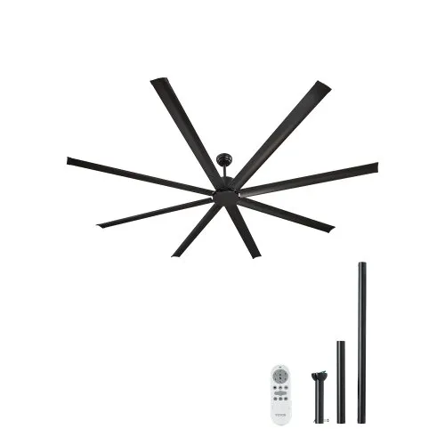 VEVOR 243 cm Deckenventilator ohne Licht, 6-Gang-Fernbedienung, 8 Flügel aus Alu, umkehrbarer Gleichstrommotor, Ventilator für Schlafzimmer, Wohnzimmer, Terrasse, Innen-/Außenbereich, schwarz VEVOR 243 cm Deckenventilator ohne Licht, 6-Gang-Fernbedienung, 8 Flügel aus Alu, umkehrbarer Gleichstrommotor, Ventilator für Schlafzimmer, Wohnzimmer, Terrasse, Innen-/Außenbereich, schwarz