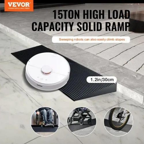 VEVOR Schwellenrampe Vollgummi Türschwellenrampe Max. Tragfähigkeit bis zu 15Tonnen Bordsteinrampe 90x20x3cm Rollstuhlrampe mit doppelseitigem Klebeband Auffahrrampe Gummirampe Selbst zum Schneiden VEVOR Schwellenrampe Vollgummi Türschwellenrampe Max. Tragfähigkeit bis zu 15Tonnen Bordsteinrampe 90x20x3cm Rollstuhlrampe mit doppelseitigem Klebeband Auffahrrampe Gummirampe Selbst zum Schneiden